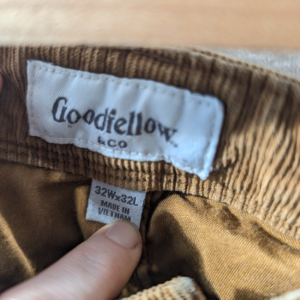 Goodfellow Men's Brown Corduroy Pants Slim Fit 32x32 - Picture 4 of 6